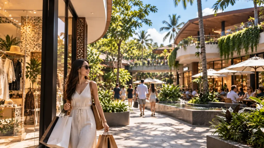 tourist enjoying a shopping experience in Bali