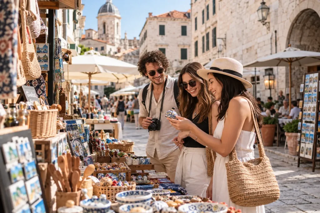 tourists buying local products